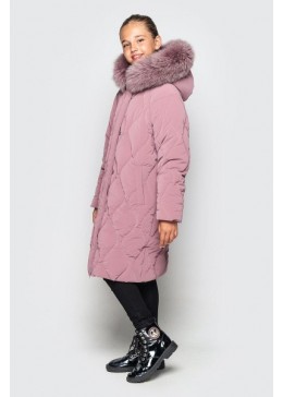 Cvetkov темно-пудрова зимова подовжена куртка для дівчинки Дебра
